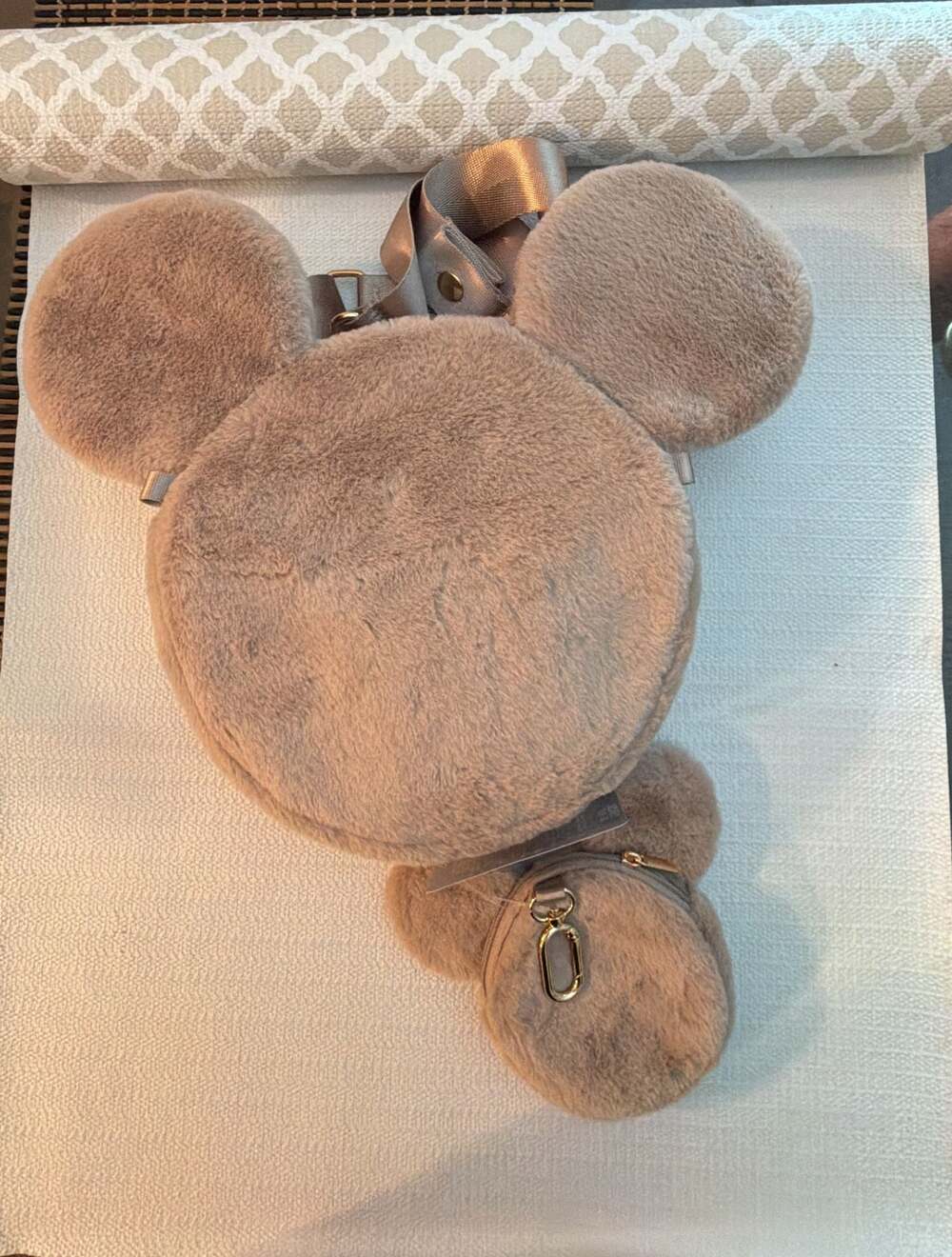 Disney Parks Mickey Mouse Icon Plush Crossbody Bag & pouch in Mocha